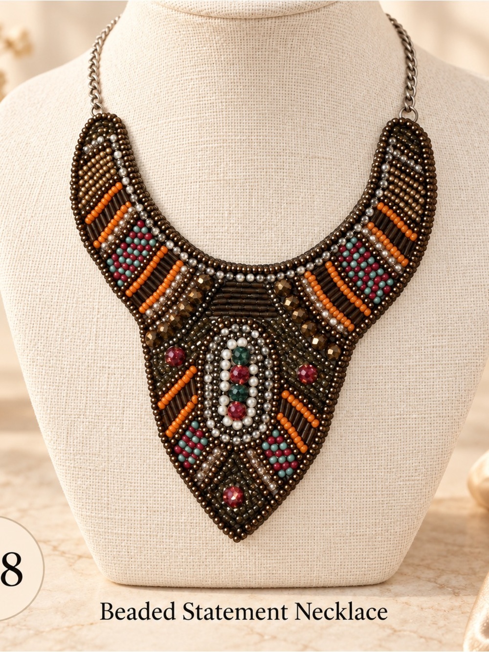 Beaded Statement Necklace - Multicolor